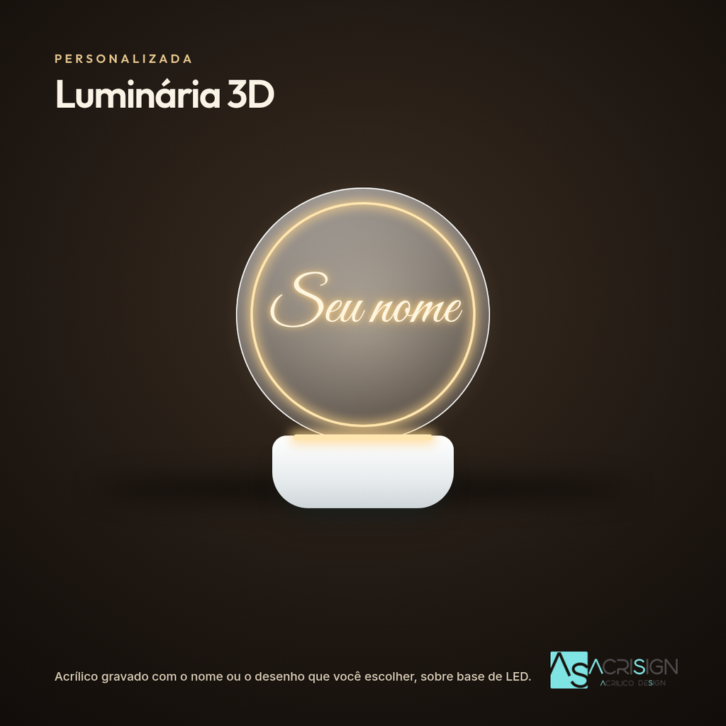 Luminária 3D personalizada